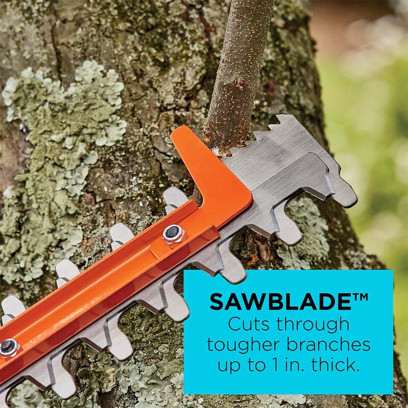 BLACK+DECKER 20 in. 3.8 AMP Corded Dual Action Electric Hedge Trimmer with Saw Blade Tip - BEHTS300