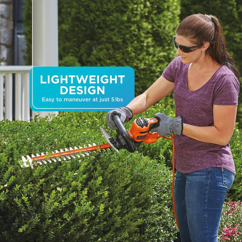 BLACK+DECKER 20 in. 3.8 AMP Corded Dual Action Electric Hedge Trimmer with Saw Blade Tip - BEHTS300