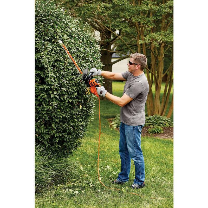 BLACK+DECKER 20 in. 3.8 AMP Corded Dual Action Electric Hedge Trimmer with Saw Blade Tip - BEHTS300