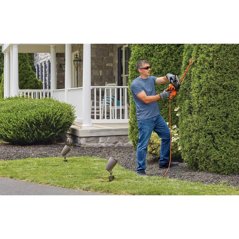 BLACK+DECKER 20 in. 3.8 AMP Corded Dual Action Electric Hedge Trimmer with Saw Blade Tip - BEHTS300