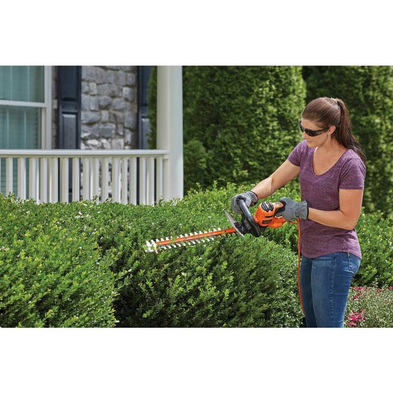 BLACK+DECKER 20 in. 3.8 AMP Corded Dual Action Electric Hedge Trimmer with Saw Blade Tip - BEHTS300