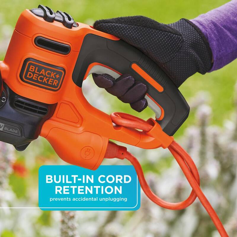 BLACK+DECKER 20 in. 3.8 AMP Corded Dual Action Electric Hedge Trimmer with Saw Blade Tip - BEHTS300