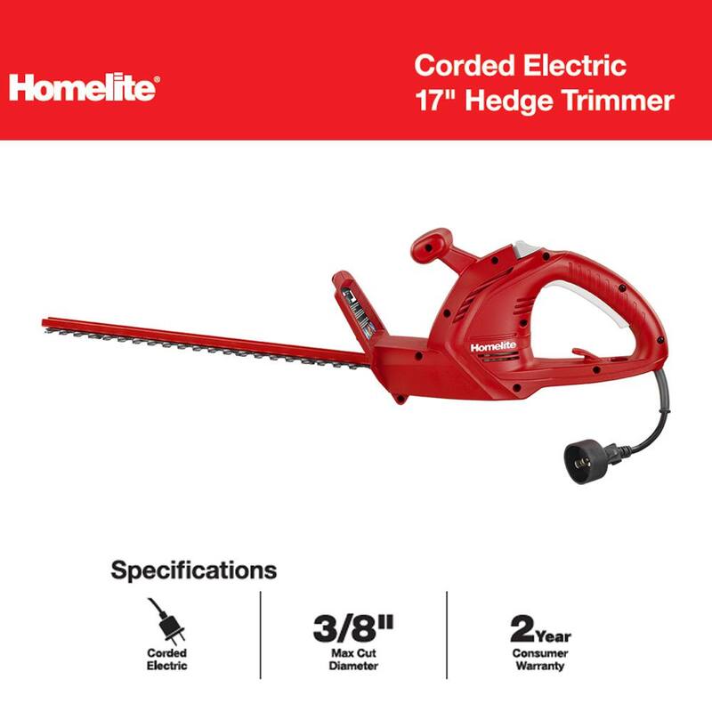 Homelite 17 in. 2.7 Amp Electric Hedge Trimmer - UT44110B