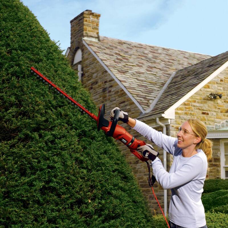 BLACK+DECKER 24 in. 3.3 Amp Corded Dual Action Electric Hedge Hog Trimmer with Rotating Handle - HH2455