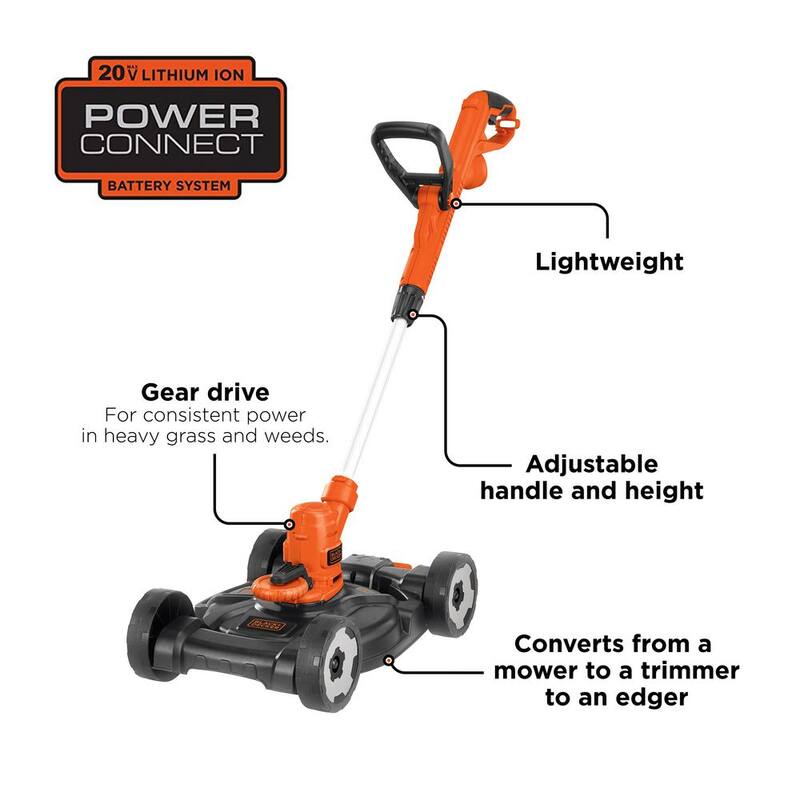 BLACK+DECKER 12 in. 6.5 AMP Corded Electric 3-in-1 String Trimmer & Lawn Edger with Lawn Mower Attachment - MTE912
