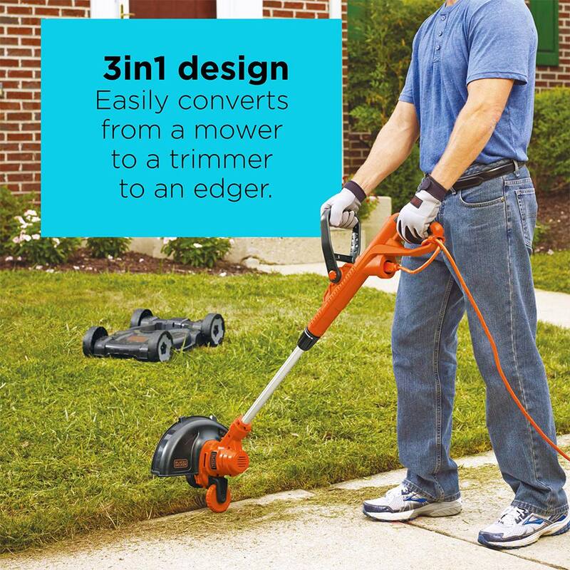 BLACK+DECKER 12 in. 6.5 AMP Corded Electric 3-in-1 String Trimmer & Lawn Edger with Lawn Mower Attachment - MTE912