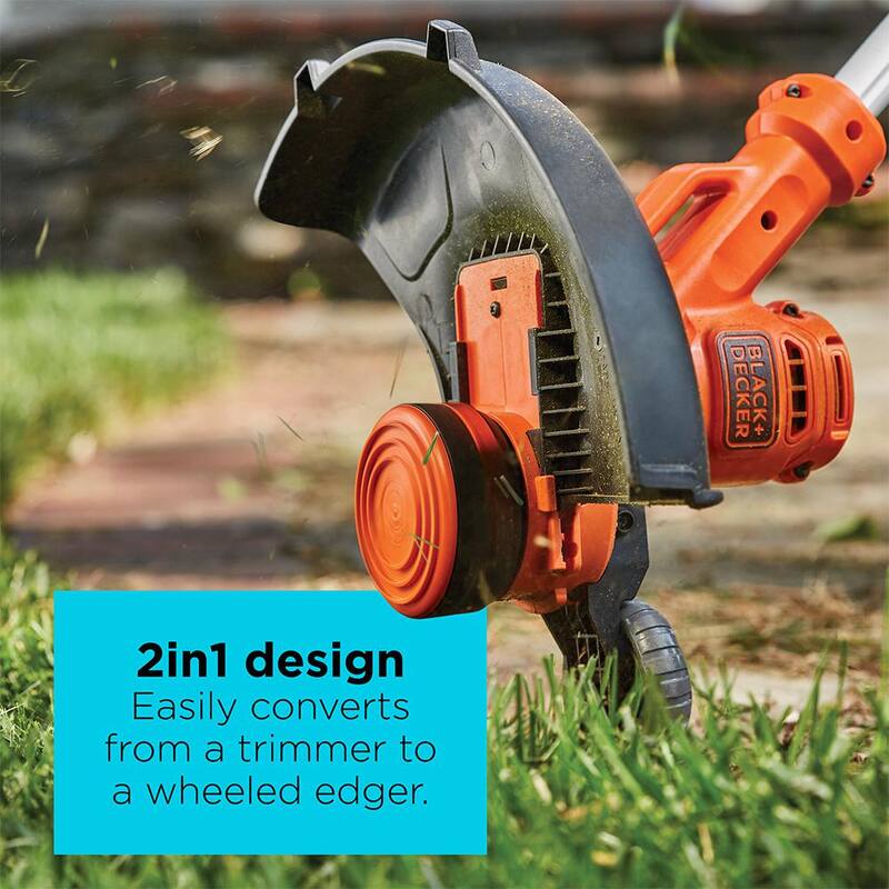 BLACK+DECKER 14 in. 6.5 Amp Corded Electric Single Line 2-In-1 String Trimmer & Lawn Edger with Push Button Line Feed - BESTE620