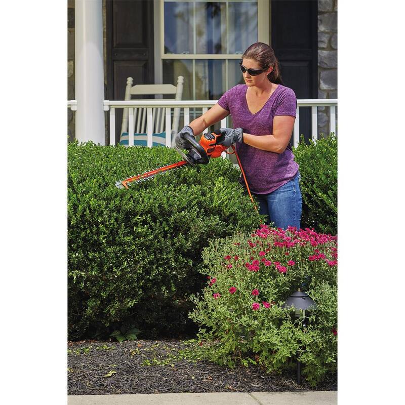 BLACK+DECKER 22 in. 4.0 Amp Corded Dual Action Electric Hedge Trimmer with Saw Blade Tip - BEHTS400