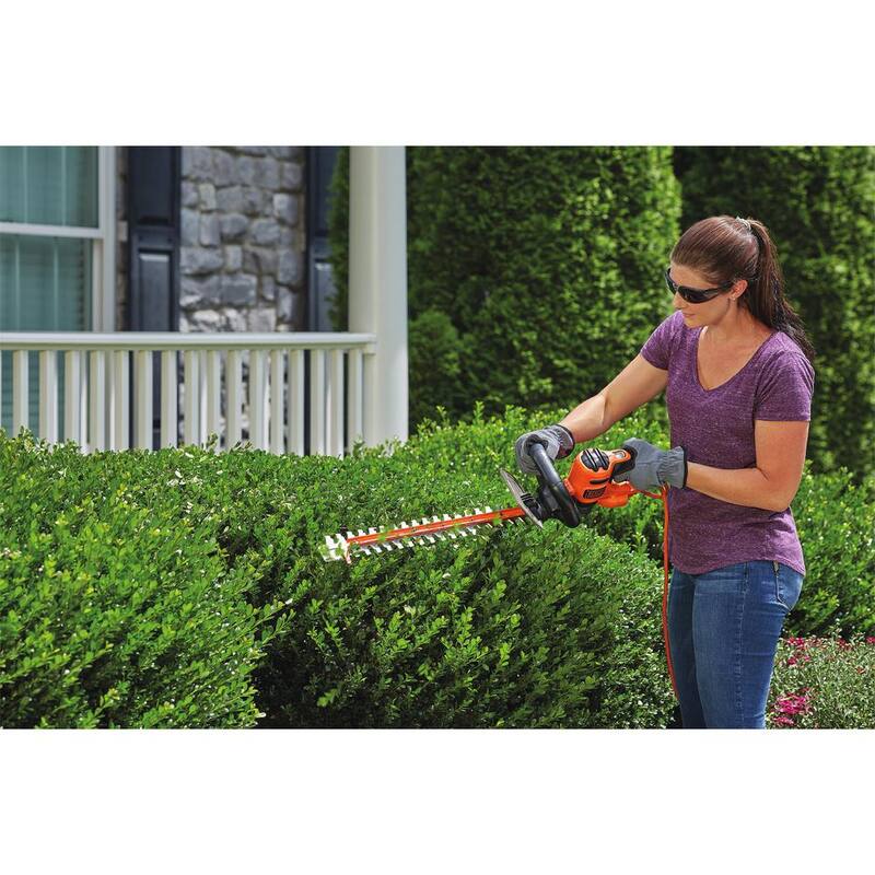 BLACK+DECKER 22 in. 4.0 Amp Corded Dual Action Electric Hedge Trimmer with Saw Blade Tip - BEHTS400