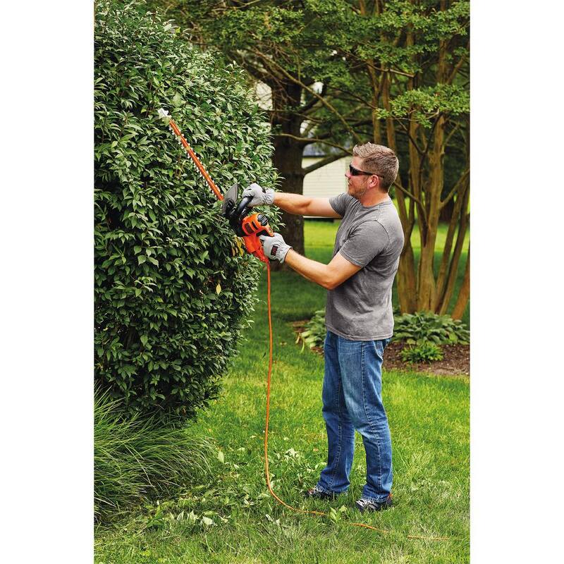 BLACK+DECKER 22 in. 4.0 Amp Corded Dual Action Electric Hedge Trimmer with Saw Blade Tip - BEHTS400