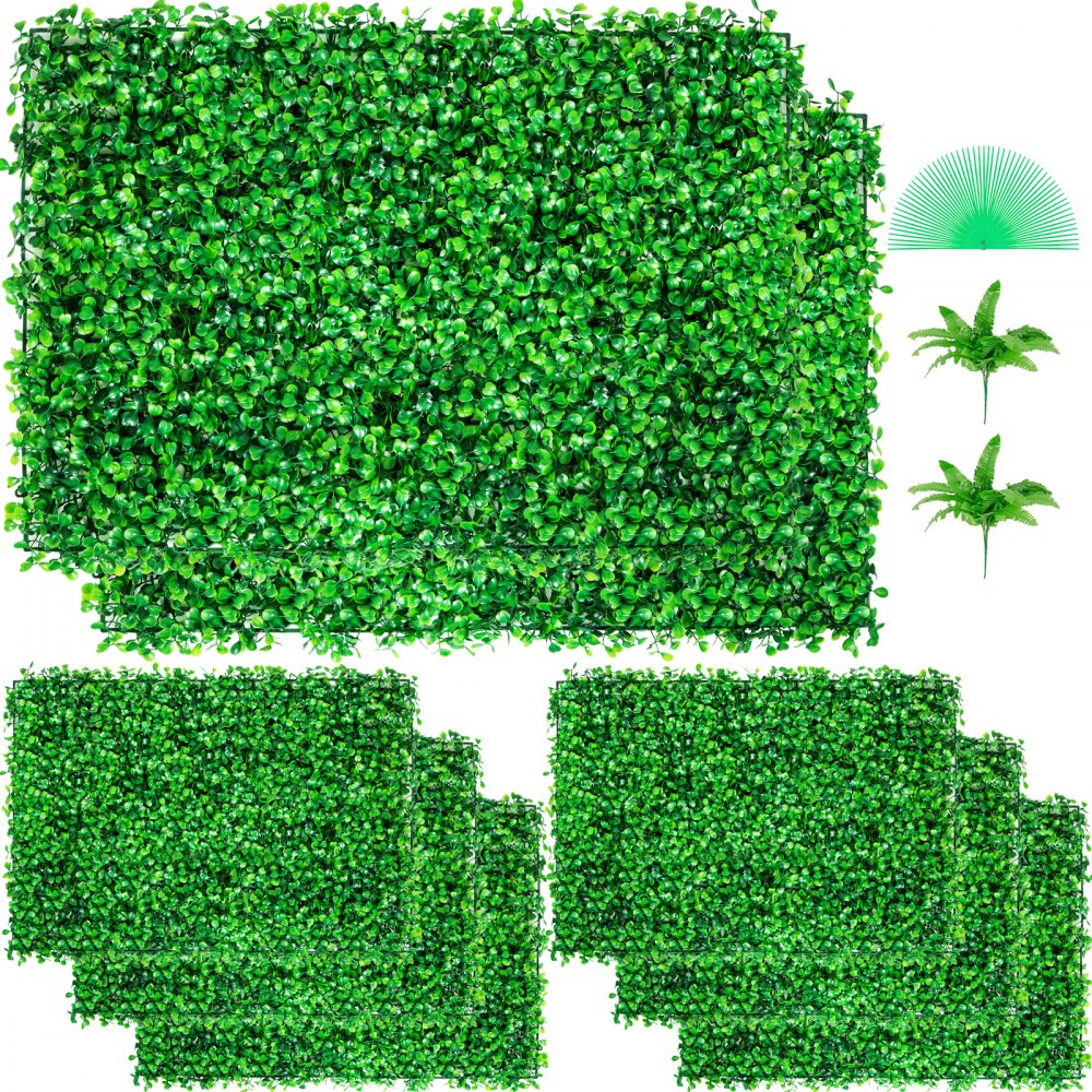 VEVOR Artificial Boxwood Panel 8pcs Boxwood Hedge Wall Panels Artificial Grass Backdrop Wall 24X16 4cm Green Grass Wall, Fake Hedge for Decor Privacy Fence Indoor Outdoor Garden Backyard - MLCZWQ8PC24X16001V0