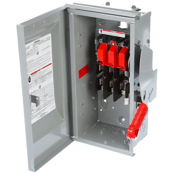 Interruptor de seguridad Siemens con fusible de tiro único, servicio pesado, 240V CA, 3PST, 30 A, NEMA 3R - HF321NR