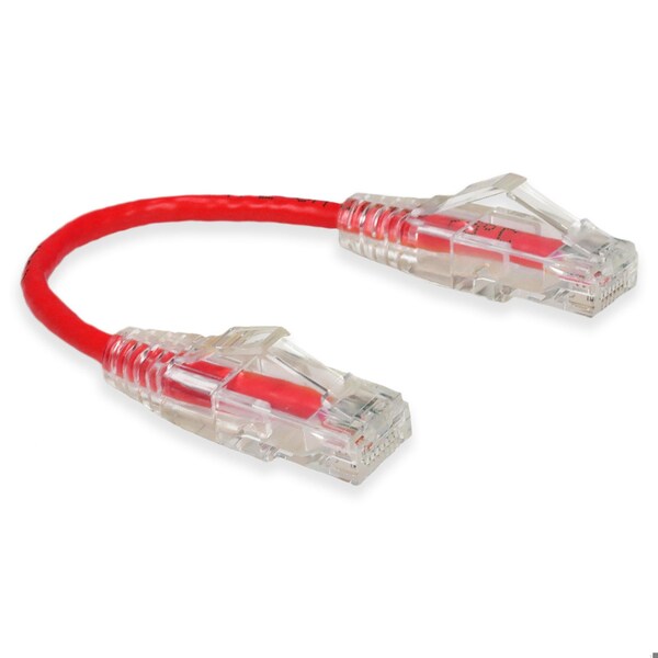Add-On 6IN RJ-45 MALE TO RJ-45 MALE CAT6 STRAIGHT RED SLIM UTP COPPER PVC PAT - ADD-0-5FSLCAT6-RD