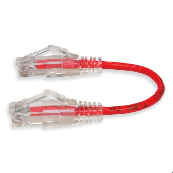 Add-On 6IN RJ-45 MALE TO RJ-45 MALE CAT6 STRAIGHT RED SLIM UTP COPPER PVC PAT - ADD-0-5FSLCAT6-RD