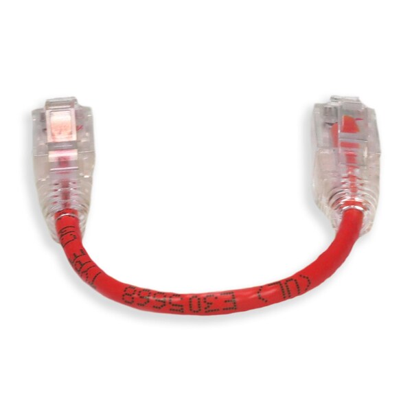 Add-On 6IN RJ-45 MALE TO RJ-45 MALE CAT6 STRAIGHT RED SLIM UTP COPPER PVC PAT - ADD-0-5FSLCAT6-RD