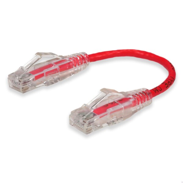 Add-On 6IN RJ-45 MALE TO RJ-45 MALE CAT6 STRAIGHT RED SLIM UTP COPPER PVC PAT - ADD-0-5FSLCAT6-RD