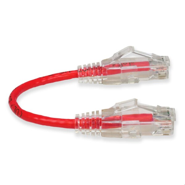 Add-On 6IN RJ-45 MALE TO RJ-45 MALE CAT6 STRAIGHT RED SLIM UTP COPPER PVC PAT - ADD-0-5FSLCAT6-RD
