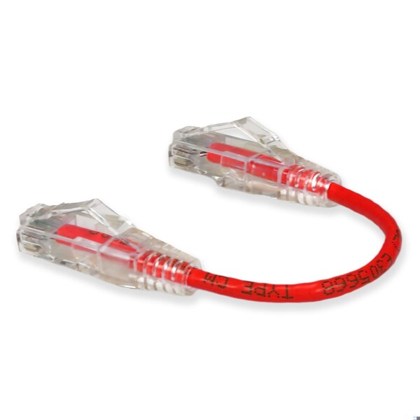 Add-On 6IN RJ-45 MALE TO RJ-45 MALE CAT6 STRAIGHT RED SLIM UTP COPPER PVC PAT - ADD-0-5FSLCAT6-RD