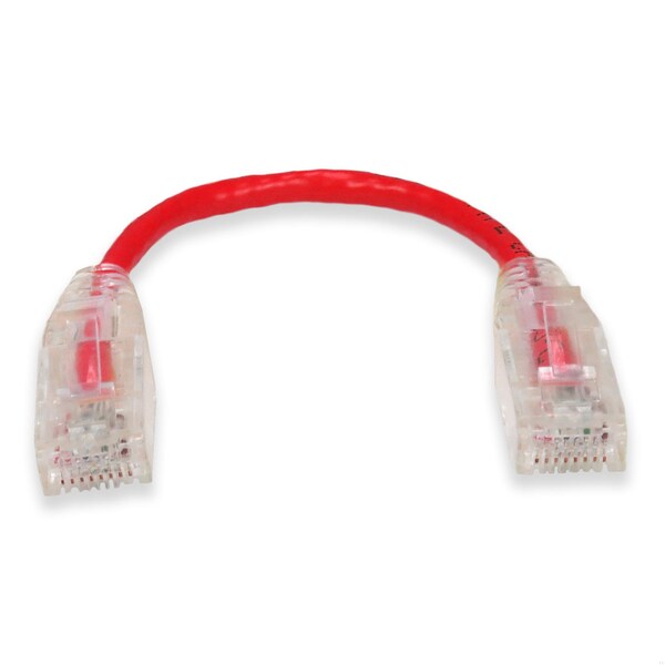 Add-On 6IN RJ-45 MALE TO RJ-45 MALE CAT6 STRAIGHT RED SLIM UTP COPPER PVC PAT - ADD-0-5FSLCAT6-RD