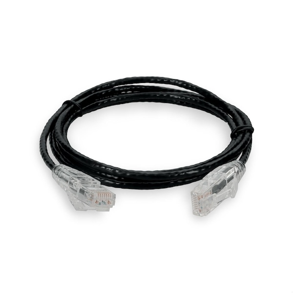Adaptador 8 pies RJ-45 macho a RJ-45 macho recto sin enganches negro CAT6 delgado UTP PVC - ADD-8FSLCAT6-BK