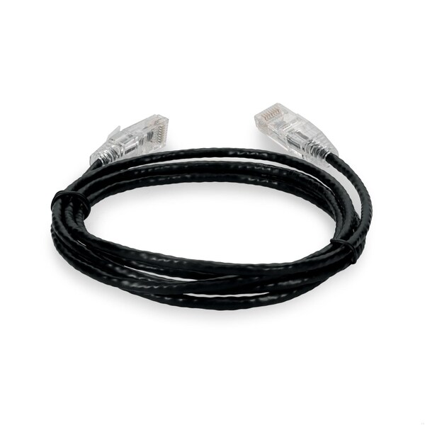 Adaptador 8 pies RJ-45 macho a RJ-45 macho recto sin enganches negro CAT6 delgado UTP PVC - ADD-8FSLCAT6-BK