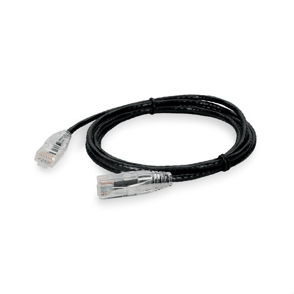 Adaptador 8 pies RJ-45 macho a RJ-45 macho recto sin enganches negro CAT6 delgado UTP PVC - ADD-8FSLCAT6-BK