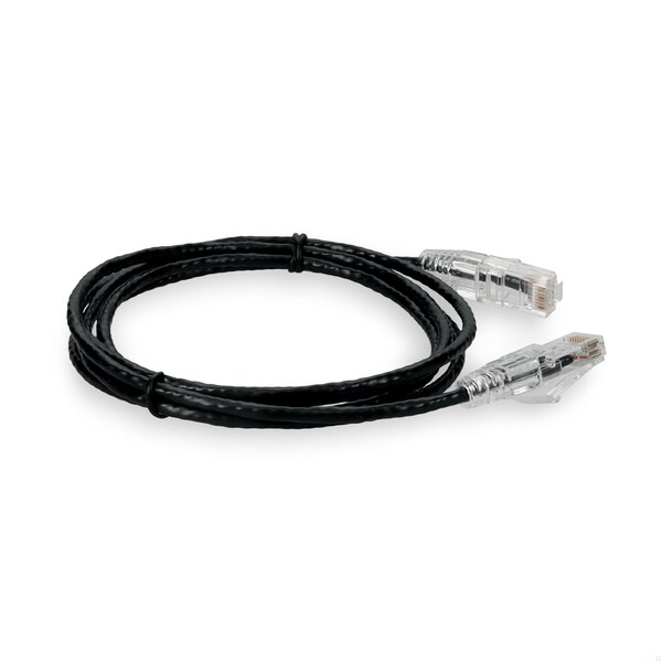 Adaptador 8 pies RJ-45 macho a RJ-45 macho recto sin enganches negro CAT6 delgado UTP PVC - ADD-8FSLCAT6-BK