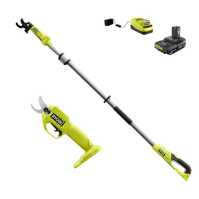 RYOBI ONE+ 18V Cordless Pruner and Cordless Pole Lopper with 2.0 Ah Battery and Charger - P2540-LP