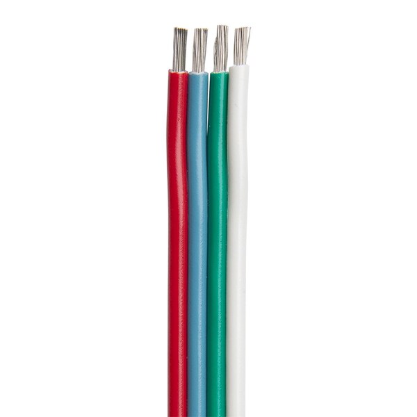Ancor Flat Ribbon Bonded RGB Cable 18/4 AWG - Red, Light Blue, Green &amp; White - 1000' - 160099