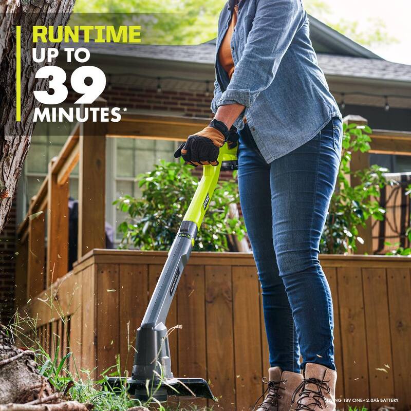 RYOBI ONE+ 18V Cordless String Trimmer/Edger and Blower/Sweeper Combo Kit (2-Tools) with 2.0 Ah Battery and Charger - PCLCK201K