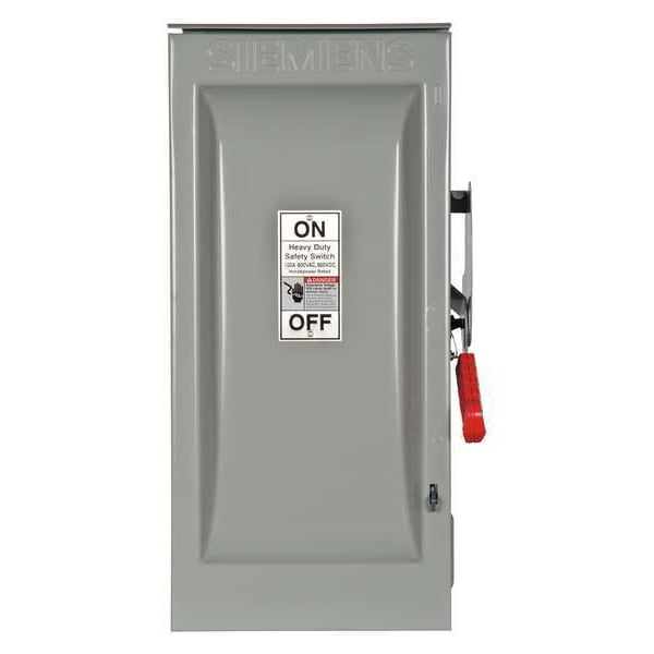 Interruptor de seguridad no fusible Siemens, servicio pesado, 600V CA, 2PST, 100 A, NEMA 3R - HNF263R