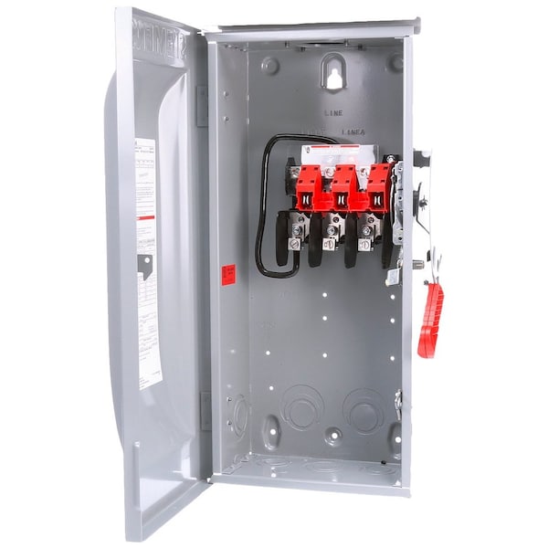 Interruptor de seguridad no fusible Siemens, servicio pesado, 600V CA, 2PST, 100 A, NEMA 3R - HNF263R