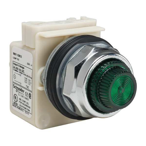 Indicador luminoso piloto Schneider Electric, verde, lente de plástico de Fresnel - 9001KP35G31