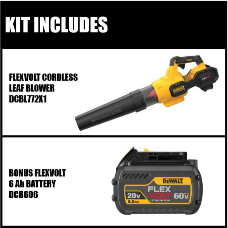 DEWALT 60V MAX 125 MPH 600 CFM Brushless Cordless Battery Powered Axial Leaf Blower Kit with (1) FLEXVOLT 3Ah Battery & Charger - DCBL772BWB609