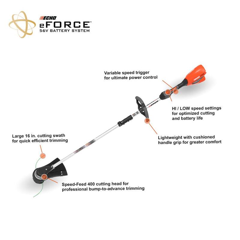 ECHO eFORCE 56V Cordless Battery Lawn Mower,String Trimmer & Blower Combo Kit w/ 2.5Ah and 5.0Ah Battery and Charger (3-Tool) - V-DABZAA