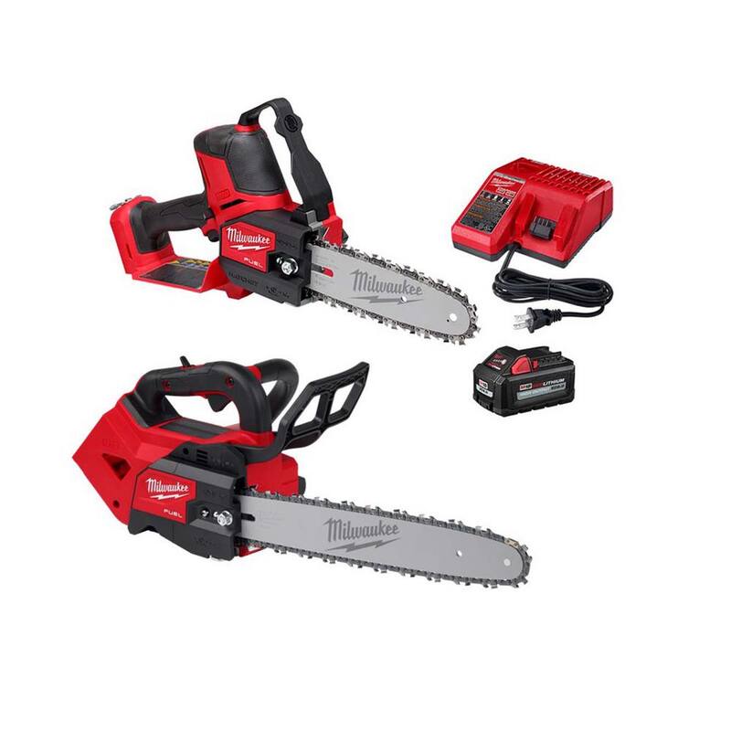 Milwaukee M18 FUEL 8 in. 18V Lithium-Ion Brushless Cordless HATCHET Pruning Saw Kit w/Top Handle Chainsaw 6.0Ah Battery Charger - 3004-21P-2826-20T