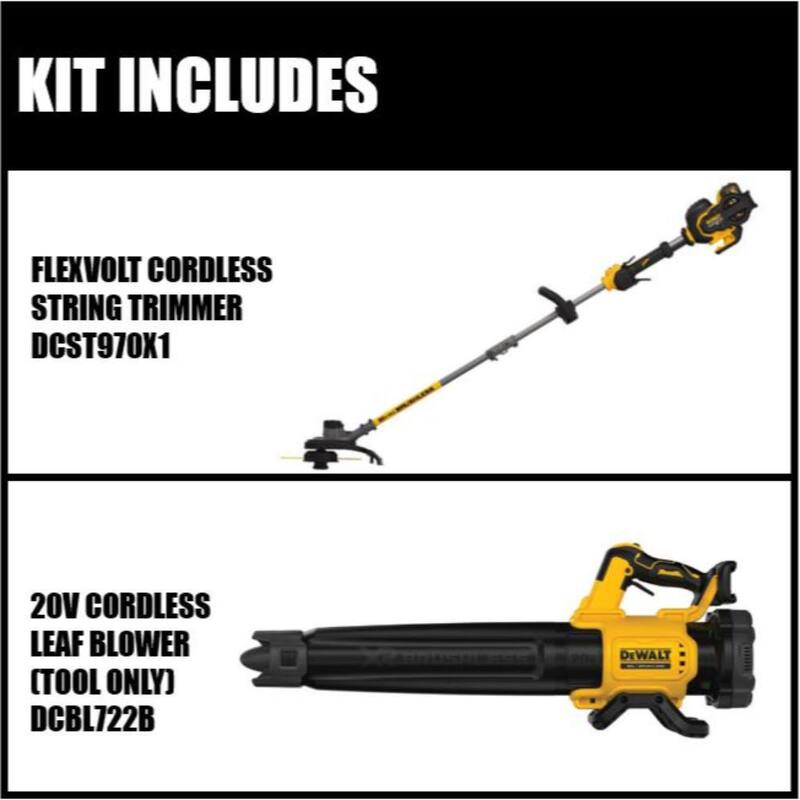 DEWALT 60V MAX Brushless Cordless Battery Powered String Trimmer Kit, (1) Battery & Charger, Cordless Leaf Blower (Tool Only) - DCST970X1SW722