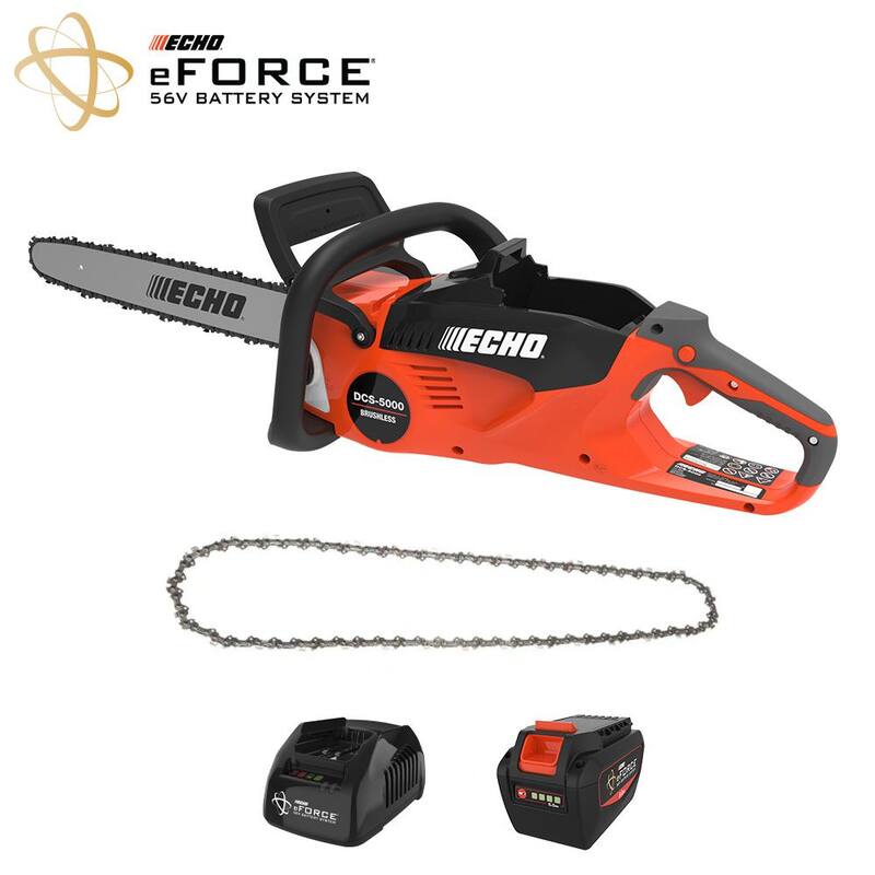 ECHO eFORCE 18 in. 56-Volt Cordless Battery Rear-Handle Chainsaw and Chain Combo Kit with 5.0Ah Battery and Charger(1-Tool) - V-CAFXAF