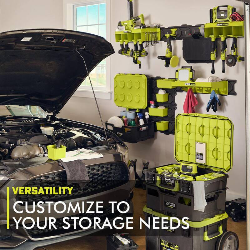 RYOBI 40V HP Brushless 600 CFM 155 MPH Blower & Carbon Fiber String Trimmer w/LINK Wall Storage Kit- 4.0 Ah Battery & Charger - RY40960-ST