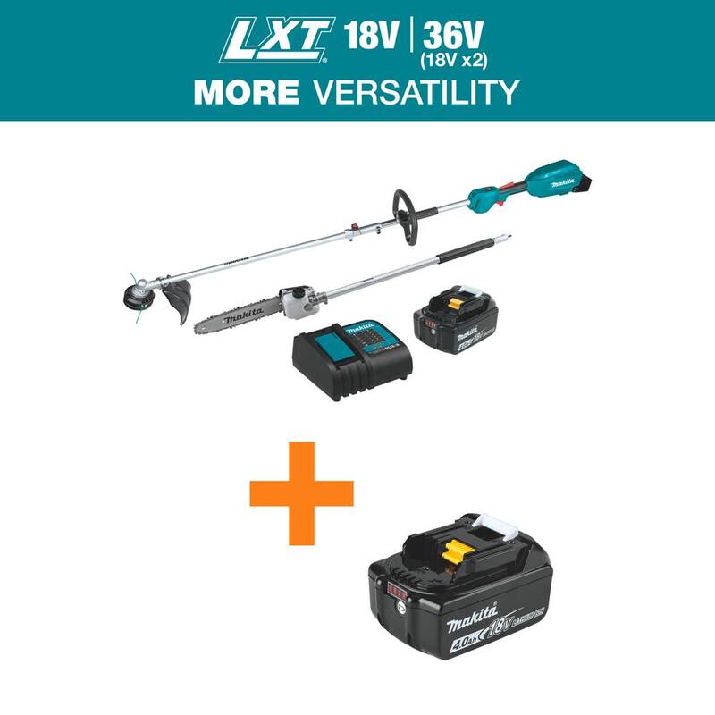Makita LXT 18V Cordless Electric Couple Shaft Combo Kit (2-Tool String Trimmer/Pole Saw) 4.0Ah, with 18V 4.0Ah LXT Battery - XUX02MX4BL1840B