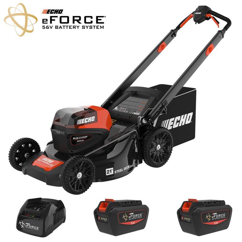 ECHO eFORCE 56-Volt Cordless Battery Lawn Mower and Battery Combo Kit with (2) 5.0Ah Battery and (1) Charger (1-tool) - V-DABXAB