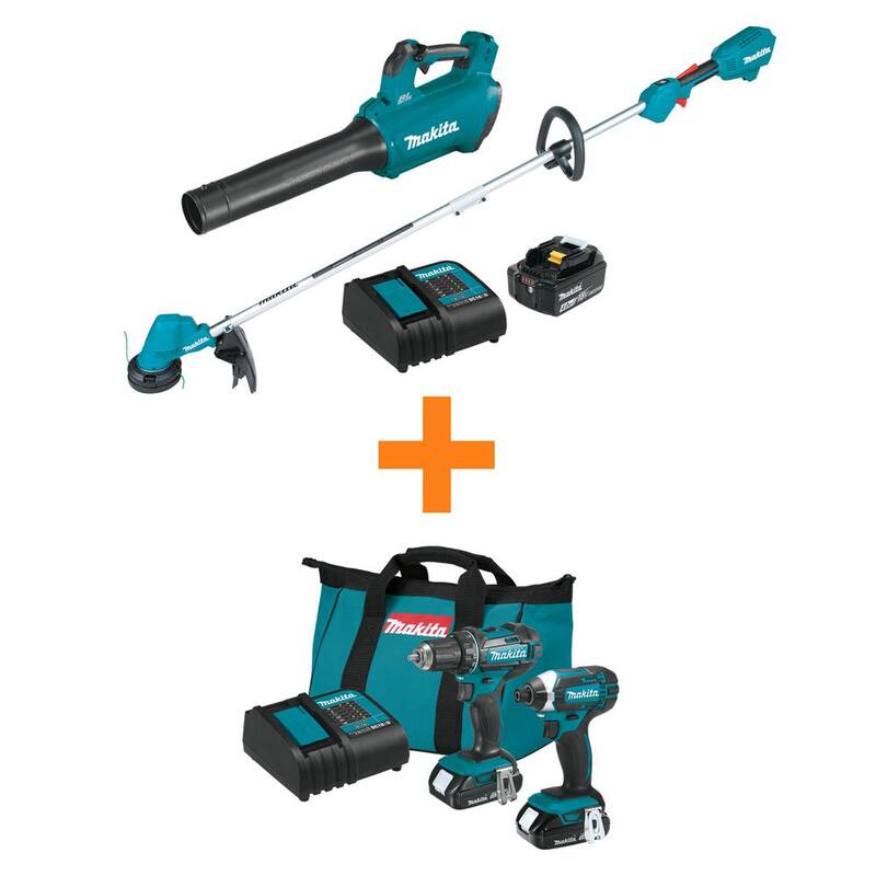 Makita 18V LXT Cordless BL Blower/String Trimmer Combo Kit 2-Tool (4.0Ah) with Bonus LXT Driver-Drill/Impact Driver 2-Piece Kit - XT287SM1CT25SYX