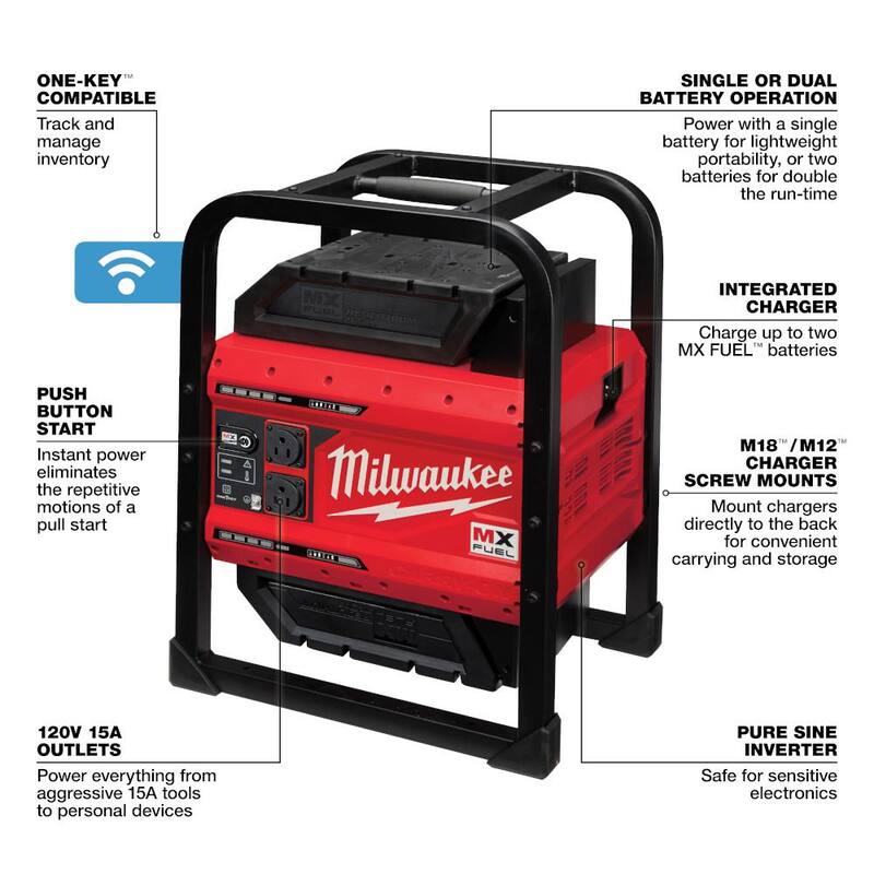Milwaukee MX FUEL 3600-Watt/1800-Watt Battery Powered Push Start Generator with M18 FUEL ONE-KEY 9 in. Cut Off Saw Kit - MXF002-2XC-2786-22HD