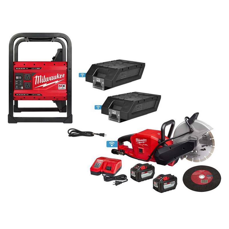 Milwaukee MX FUEL 3600-Watt/1800-Watt Battery Powered Push Start Generator with M18 FUEL ONE-KEY 9 in. Cut Off Saw Kit - MXF002-2XC-2786-22HD