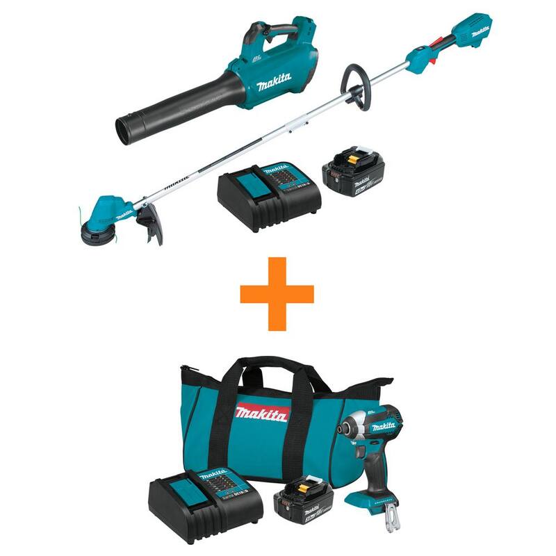 Makita 18V LXT Cordless Li-Ion BL Blower/String Trimmer Combo Kit 2-Tool (4.0Ah) w/Bonus LXT Impact Driver Kit (3.0Ah Battery) - XT287SM1-XDT131