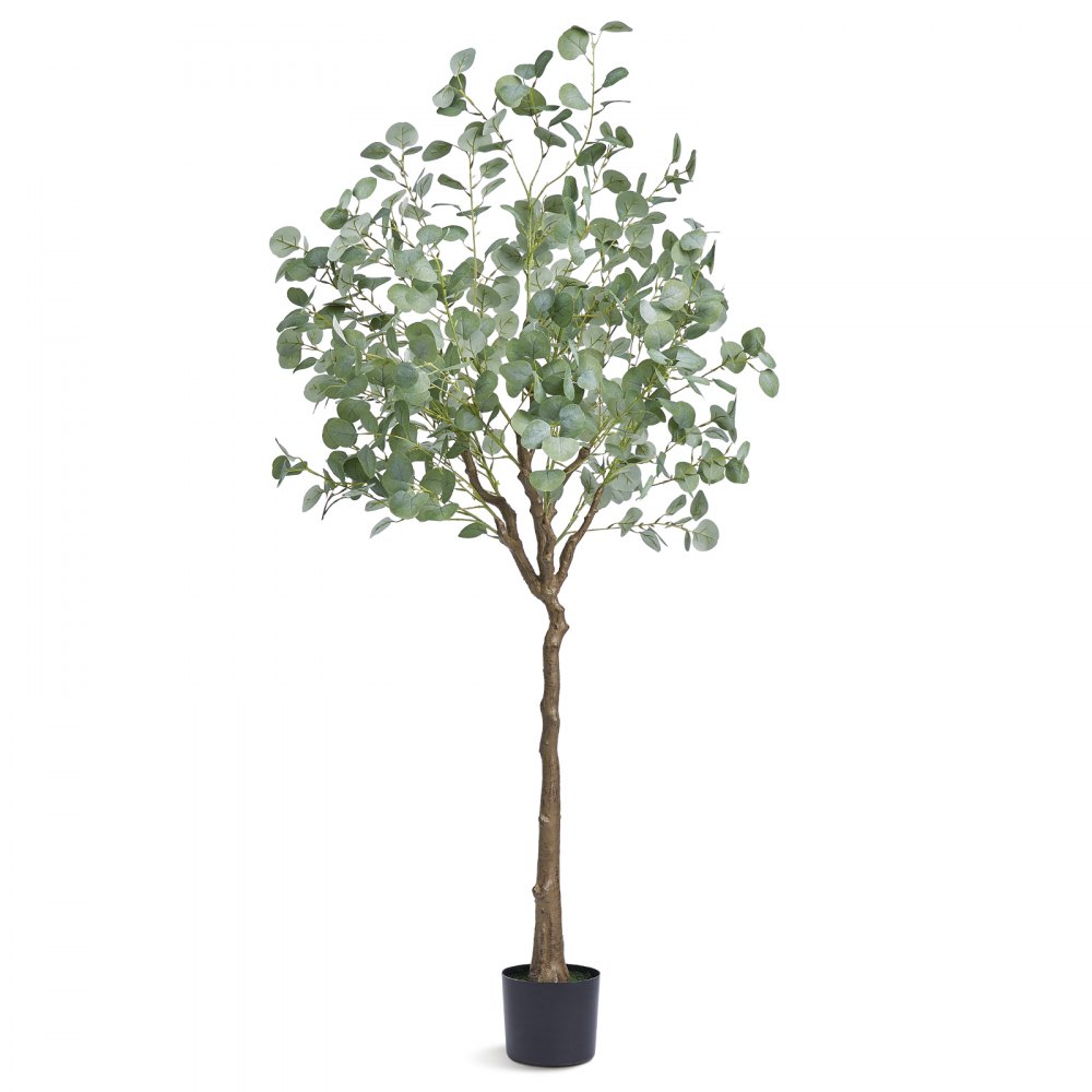 VEVOR Artificial Eucalyptus Tree, 6 FT Tall Faux Plant, Secure PE Material & Anti-Tip Tilt Protection Low-Maintenance Plant, Lifelike Green Fake Potted Tree for Home Office Decor Indoor Outdoor - RZS6FTAS00006C43AV0