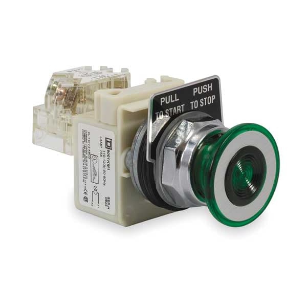 Botón pulsador iluminado Schneider Electric, 30 mm, 1NO/1NC, verde - 9001KR9P1GH13