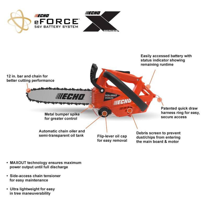 ECHO 59.8cc 2-Stroke Cycle Gas Chainsaw & eFORCE 56V Cordless Battery Chainsaw Combo Kit w/ 2.5Ah Battery and Charger(2-Tool) - V-CABCAD