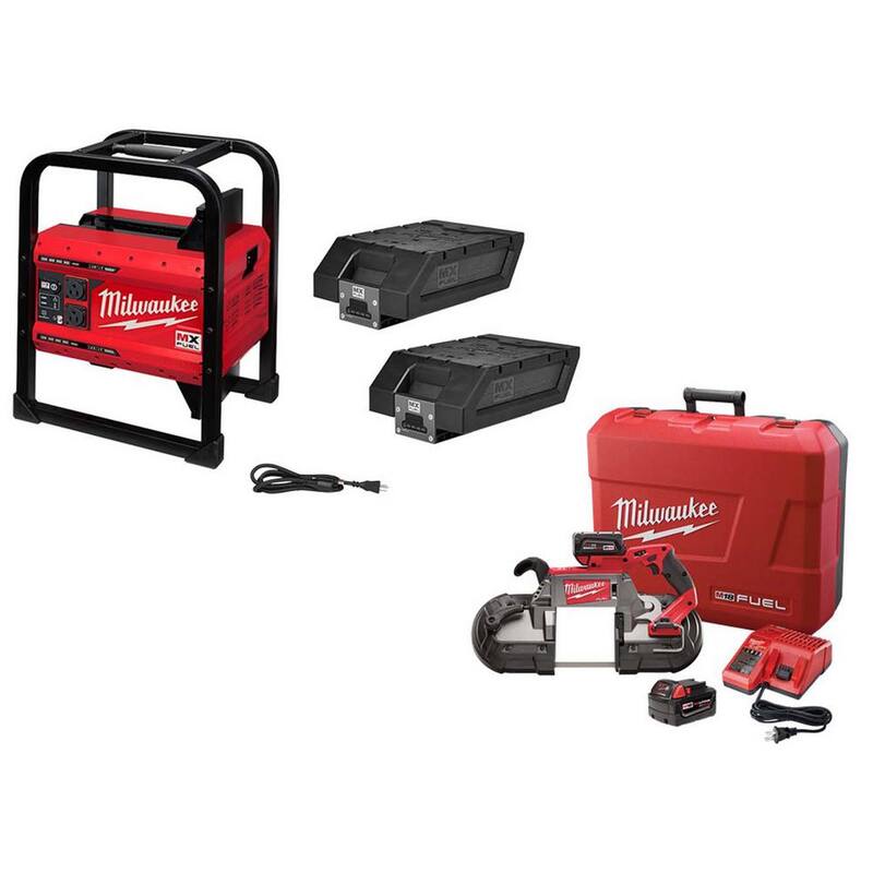 Milwaukee MX FUEL 3600-Watt/1800-Watt Lithium-Ion Battery Powered Portable Power Station with M18 FUEL Deep Cut Band Saw Kit - MXF002-2XC-2729-22