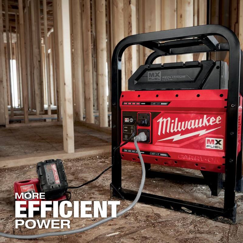 Milwaukee MX FUEL 3600-Watt/1800-Watt Batt Powered Push Start Generator W/M18 FUEL 1 in. SDS-Plus Rotary Hammer/Dust Extractor Kit - MXF002-2XC-2912-22DE